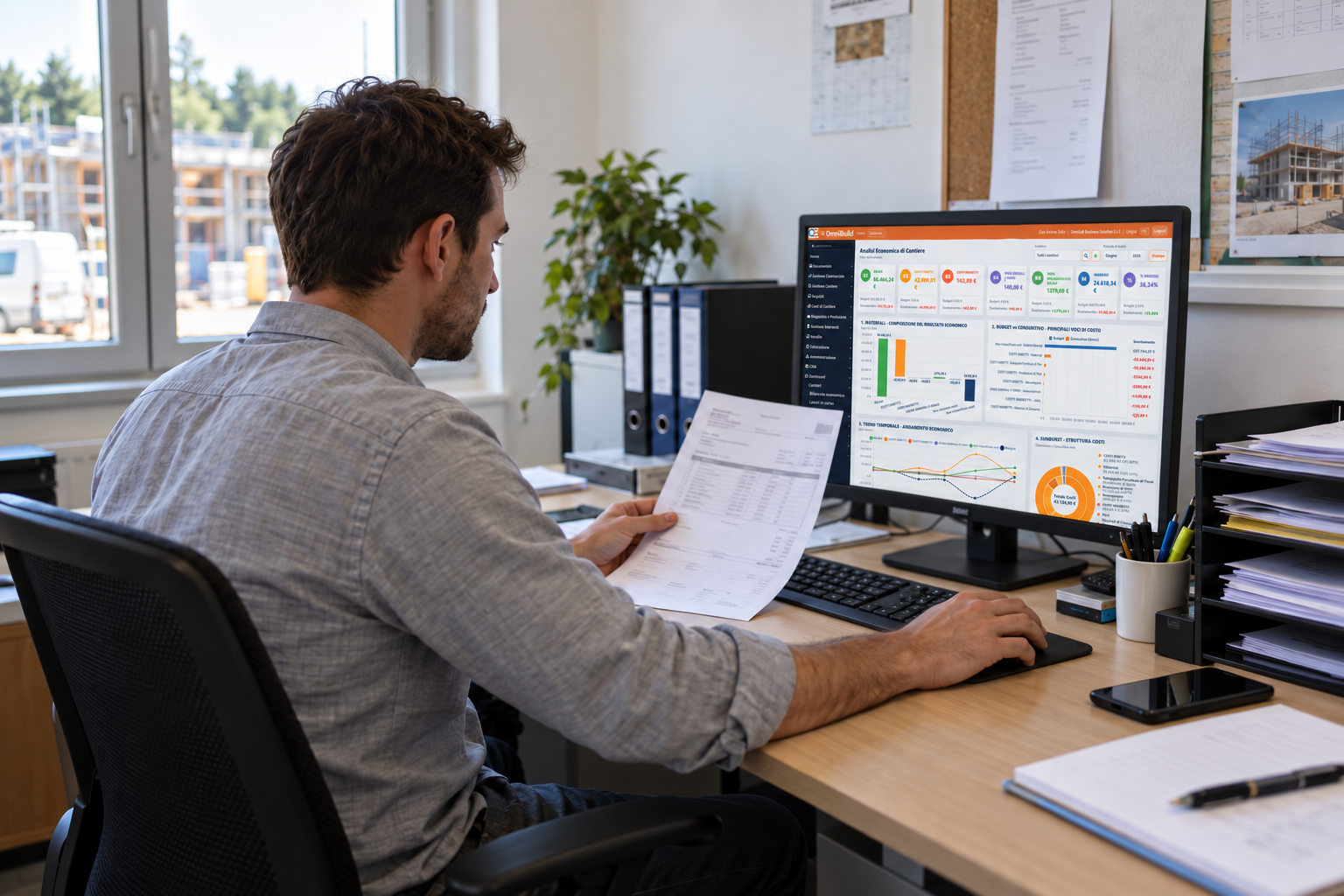 Gestione dei processi aziendali con la dashboard OmniBuild sul monitor