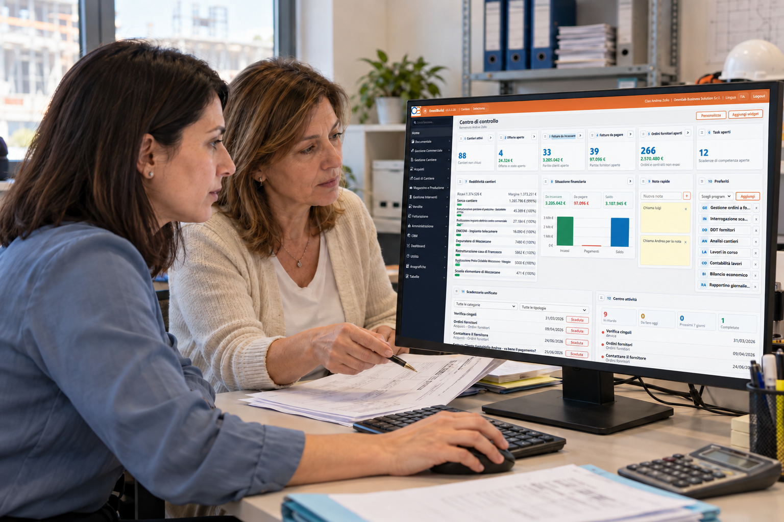 Due amministrative verificano i dati di commessa in OmniBuild